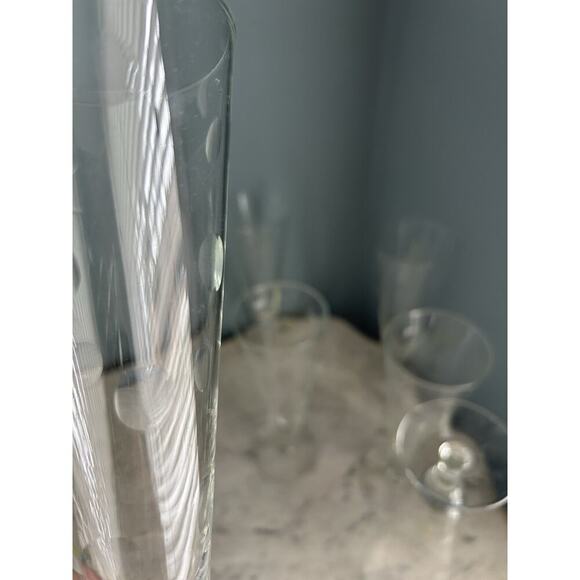 6 Hazel Arts Vintage Etched Polka Dot Champagne Glasses Pilsner Glass Coin - Picture 14 of 16